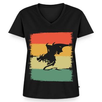 Drache Drachen - Frauen Premium Bio T-Shirt mit V-Ausschnitt - Schwarz - Vorne - AI Model Female 172 light (172cm)