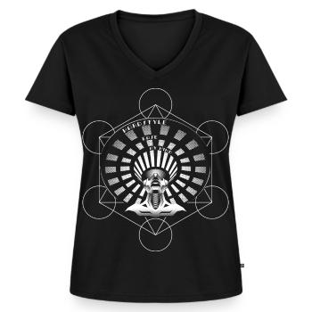 Hardstyle stelt me gerust - Vrouwen Premium Bio T-shirt met V-hals - zwart - Voor - AI Model Female 172 light (172cm)
