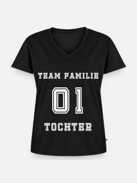 Team Family 01 Tochter - Frauen Premium Bio T-Shirt mit V-Ausschnitt - Schwarz