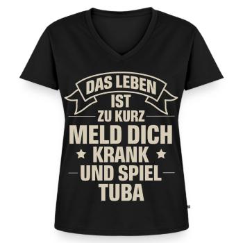 Tuba - Frauen Premium Bio T-Shirt mit V-Ausschnitt - Schwarz - Vorne - AI Model Female 172 light (172cm)