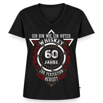 60. Geburtstag Whiskey Whisky - Frauen Premium Bio T-Shirt mit V-Ausschnitt - Schwarz - Vorne - AI Model Female 172 light (172cm)