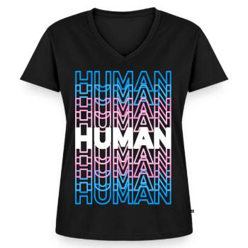 Transgenre humain - T-shirt encolure en V Premium bio Femme - noir - Devant - AI Model Female 172 light (172cm)