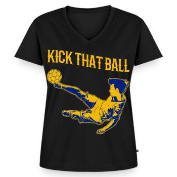 Football slogan - Women's Premium Organic V-neck T-shirt - black - Front - AI Model Female 172 light (172cm)