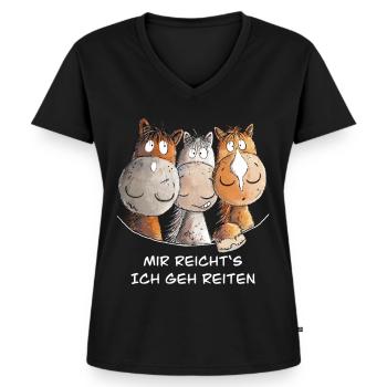 Mir Reichts Ich Geh Reiten Pferde Spruch I Reiter - Frauen Premium Bio T-Shirt mit V-Ausschnitt - Schwarz - Vorne - AI Model Female 172 light (172cm)