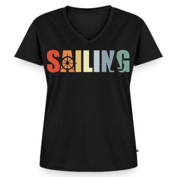 Sailing Sailboat - Women's Premium Organic V-neck T-shirt - black - Front - AI Model Female 172 light (172cm)
