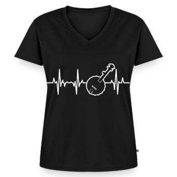 Banjo Heartbeat - T-shirt encolure en V Premium bio Femme - noir - Devant - AI Model Female 172 light (172cm)