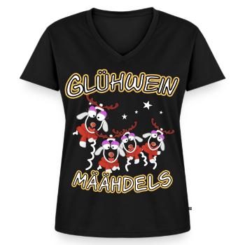 Glühwein Mädels - Frauen Premium Bio T-Shirt mit V-Ausschnitt - Schwarz - Vorne - AI Model Female 172 light (172cm)