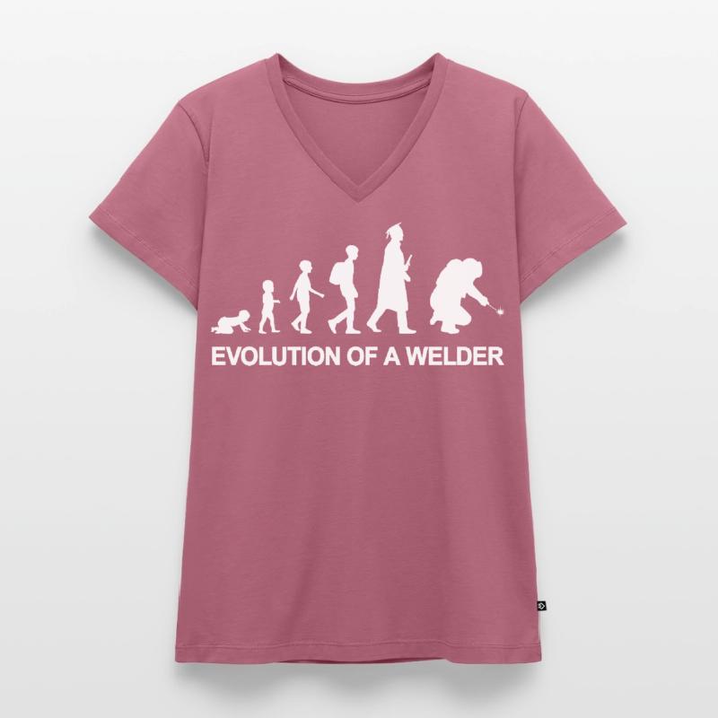 Evolution eines Schweißers Frauen Premium Bio T-Shirt mit V-Ausschnitt
