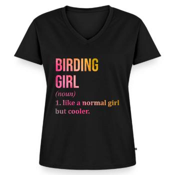 Birder - T-shirt encolure en V Premium bio Femme - noir - Devant - AI Model Female 172 light (172cm)