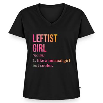 Linke Linke Linke Linke - Frauen Premium Bio T-Shirt mit V-Ausschnitt - Schwarz - Vorne - AI Model Female 172 light (172cm)
