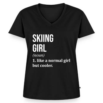 Skiing Skiing Skiing - Women's Premium Organic V-neck T-shirt - black - Front - AI Model Female 172 light (172cm)
