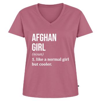 Afghanistan - T-shirt encolure en V Premium bio Femme - mauve - Devant - AI Model Female 172 dark (172cm)