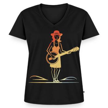 Banjospielerin Vintage - Frauen Premium Bio T-Shirt mit V-Ausschnitt - Schwarz - Vorne - AI Model Female 172 light (172cm)