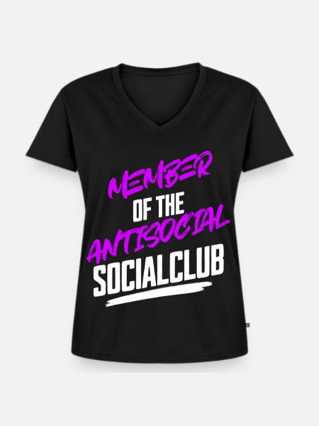 Member Antisocial Introvertiert Spruch - Frauen Premium Bio T-Shirt mit V-Ausschnitt - Schwarz