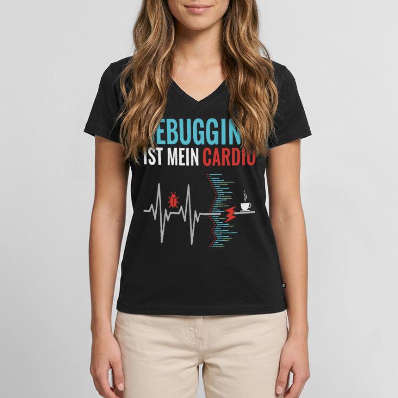 Debugging is my cardio - programmer nerd Women's Premium Organic V-neck T-shirt