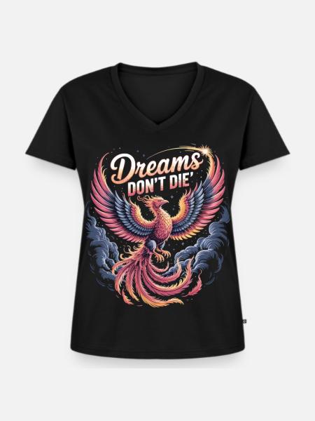 Mythischer Phönix mit Motiv - Frauen Premium Bio T-Shirt mit V-Ausschnitt - Schwarz