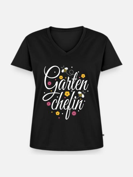 Gärtnerin Gartenchefin  - Frauen Premium Bio T-Shirt mit V-Ausschnitt - Schwarz