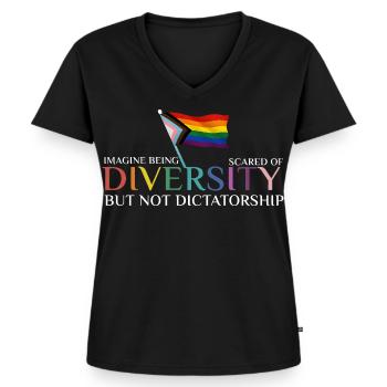 Bunte Regenbogenfahne Diversität - Frauen Premium Bio T-Shirt mit V-Ausschnitt - Schwarz - Vorne - AI Model Female 172 light (172cm)