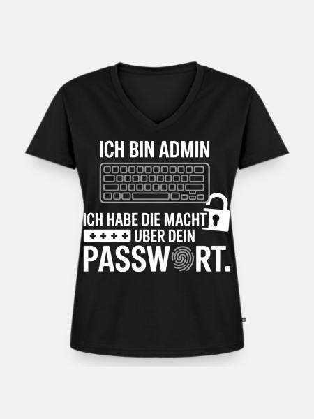 Admin mit Passwortsicherung Motiv - Frauen Premium Bio T-Shirt mit V-Ausschnitt - Schwarz