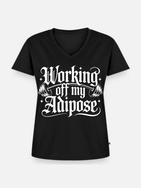 Workout Design mit Hantel - Frauen Premium Bio T-Shirt mit V-Ausschnitt - Schwarz