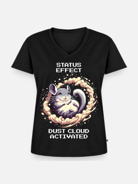 Statuseffekt: Staubwolke aktiv | Chinchilla - Frauen Premium Bio T-Shirt mit V-Ausschnitt - Schwarz