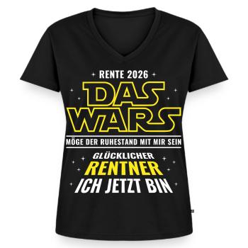 Rente 2026 Das wars - Glücklicher Rentner ich bin - Frauen Premium Bio T-Shirt mit V-Ausschnitt - Schwarz - Vorne - AI Model Female 172 light (172cm)