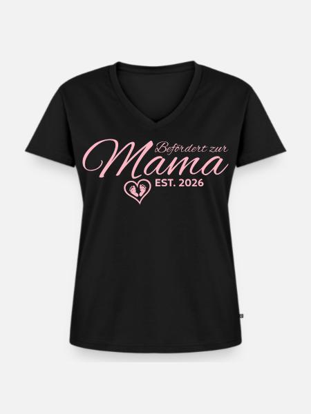Werdende Mutter 2026 Schwangerschaft verkünden - Frauen Premium Bio T-Shirt mit V-Ausschnitt - Schwarz
