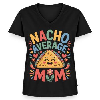 Nacho Maman Moyenne Drôle - T-shirt encolure en V Premium bio Femme - noir - Devant - AI Model Female 172 light (172cm)