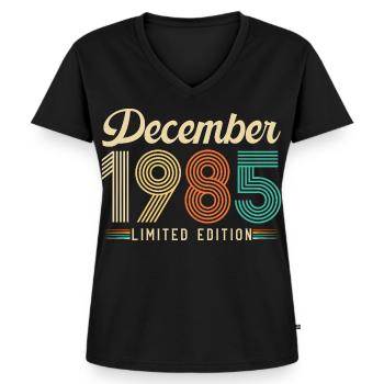 Geschenk zum 40-jährigen Jubiläum Geboren im Dezember 1985 - Frauen Premium Bio T-Shirt mit V-Ausschnitt - Schwarz - Vorne - AI Model Female 172 light (172cm)