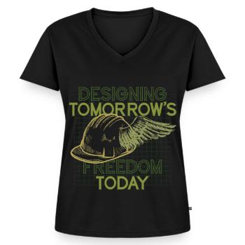 Mécanicien militaire : concevoir l’avenir - T-shirt encolure en V Premium bio Femme - noir - Devant - AI Model Female 172 light (172cm)