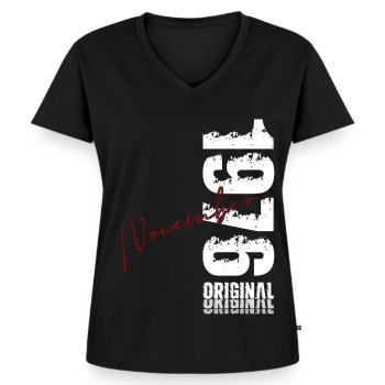 50ème Anniversaire Original Novembre Millésime 1976 - T-shirt encolure en V Premium bio Femme - noir - Devant - AI Model Female 172 light (172cm)