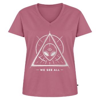 UFO Alien Eye Triangular Sigil - Women's Premium Organic V-neck T-shirt - mauve - Front - AI Model Female 172 dark (172cm)