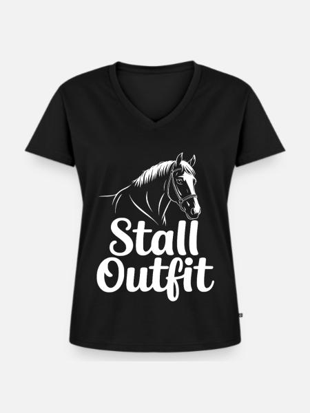 Stall Outfit Reiterin - Frauen Premium Bio T-Shirt mit V-Ausschnitt - Schwarz