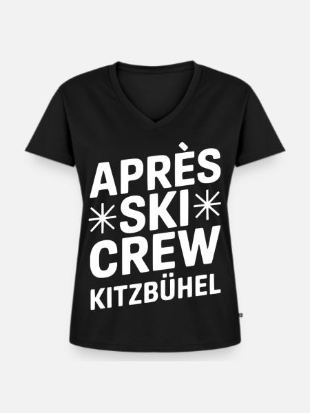 Kitzbühel Apres Ski Crew Party - Frauen Premium Bio T-Shirt mit V-Ausschnitt - Schwarz