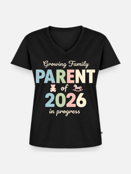Parent of 2026 Baby Ankündigung - Frauen Premium Bio T-Shirt mit V-Ausschnitt - Schwarz