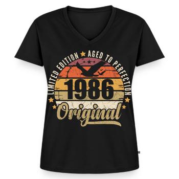 1986 Cadeau d'anniversaire 1986 Original 1986 - T-shirt encolure en V Premium bio Femme - noir - Devant - AI Model Female 172 light (172cm)