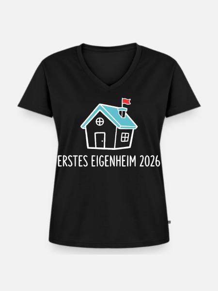 Erstes Eigenheim 2026 Hausbau - Frauen Premium Bio T-Shirt mit V-Ausschnitt - Schwarz
