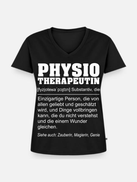 Physiotherapeutin - Lustige Definition - Frauen Premium Bio T-Shirt mit V-Ausschnitt - Schwarz