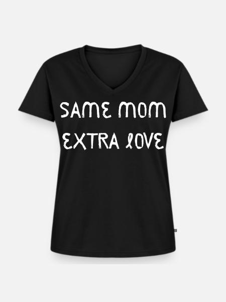 Same Mom Extra Love - Frauen Premium Bio T-Shirt mit V-Ausschnitt - Schwarz