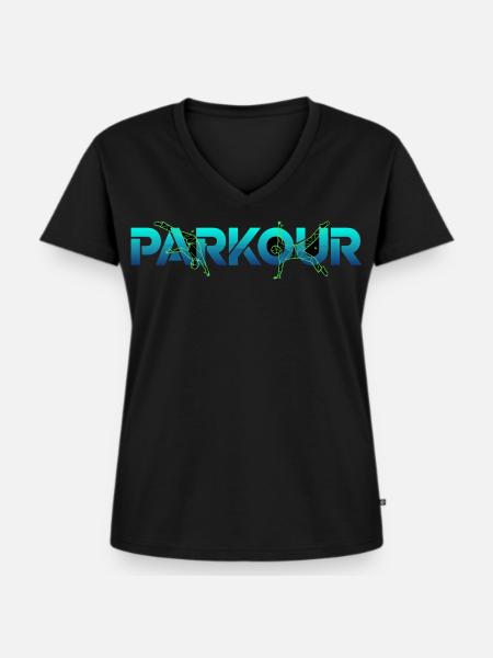 Parkour Freerunning Schriftzug - Frauen Premium Bio T-Shirt mit V-Ausschnitt - Schwarz