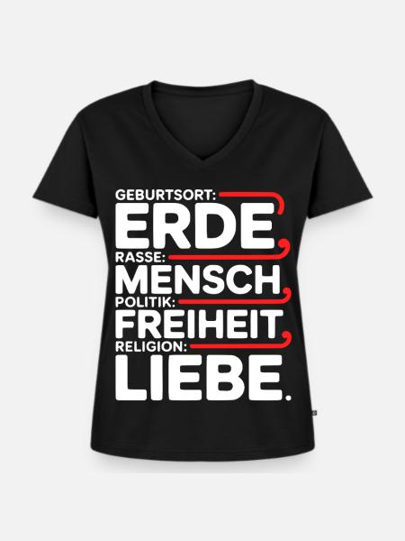 Gegen Rassismus - Frauen Premium Bio T-Shirt mit V-Ausschnitt - Schwarz