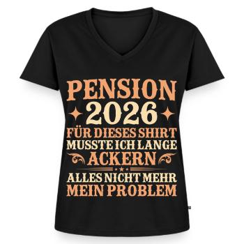 Pension 2026 Lange Geackert Ruhestand Geschenk - Frauen Premium Bio T-Shirt mit V-Ausschnitt - Schwarz - Vorne - AI Model Female 172 light (172cm)