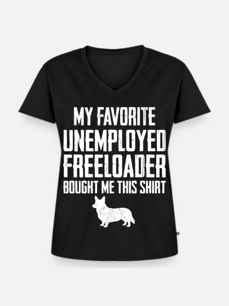 Lustiger Corgi-Schmarotzer - Frauen Premium Bio T-Shirt mit V-Ausschnitt - Schwarz