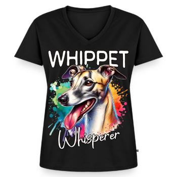 Windhund Flüsterer - Frauen Premium Bio T-Shirt mit V-Ausschnitt - Schwarz - Vorne - AI Model Female 172 light (172cm)