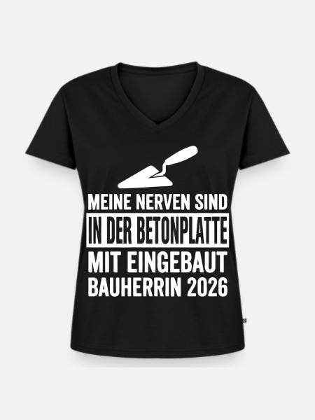 Bauherrin Nerven - Frauen Premium Bio T-Shirt mit V-Ausschnitt - Schwarz