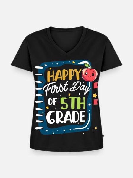 Fünfte Klasse 5. Klasse - Frauen Premium Bio T-Shirt mit V-Ausschnitt - Schwarz