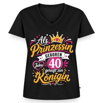 Prinzessin 40 Geburtstag Königin - Frauen Premium Bio T-Shirt mit V-Ausschnitt - Schwarz - Vorne - AI Model Female 172 light (172cm)