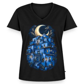 Marokkaner Marokko Marokkanisch Marokkanerin - Frauen Premium Bio T-Shirt mit V-Ausschnitt - Schwarz - Vorne - AI Model Female 172 light (172cm)