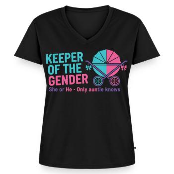 Révélation du sexe : la gardienne du genre que la tante connaît - T-shirt encolure en V Premium bio Femme - noir - Devant - AI Model Female 172 light (172cm)