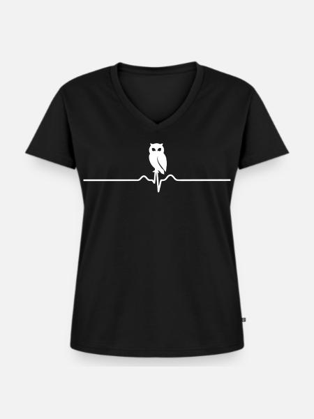 Eule Herzlinie - Frauen Premium Bio T-Shirt mit V-Ausschnitt - Schwarz